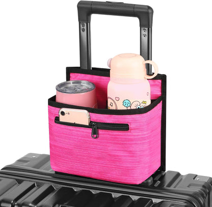 ZHCHG Luggage Travel Cup Holder Attachment for Suitcase Drink Carrier Caddy, Coffee Mug and Tumblers, Traveler Carry on Hands Free Accessory- Gifts for Flight Attendants Travelers Accessories- Black