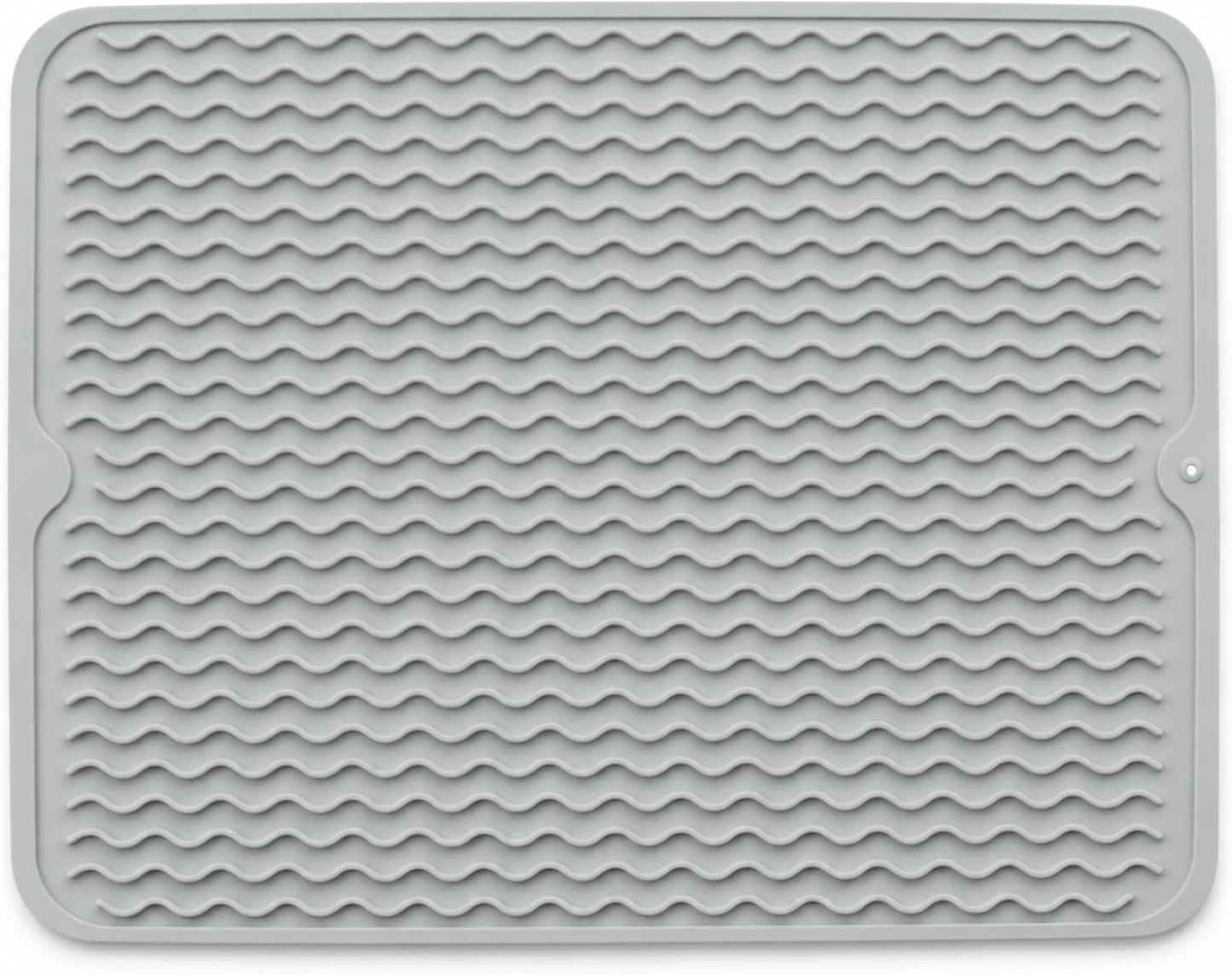 Silicone Drying Mat 16 × 12 – Gray Non-Slip Sink Mat for Kitchen Counter, Heat-Resistant Food-Grade Dish Pad, Easy-Clean Multipurpose Drawer Liner (Gray, 16'' x 12'')