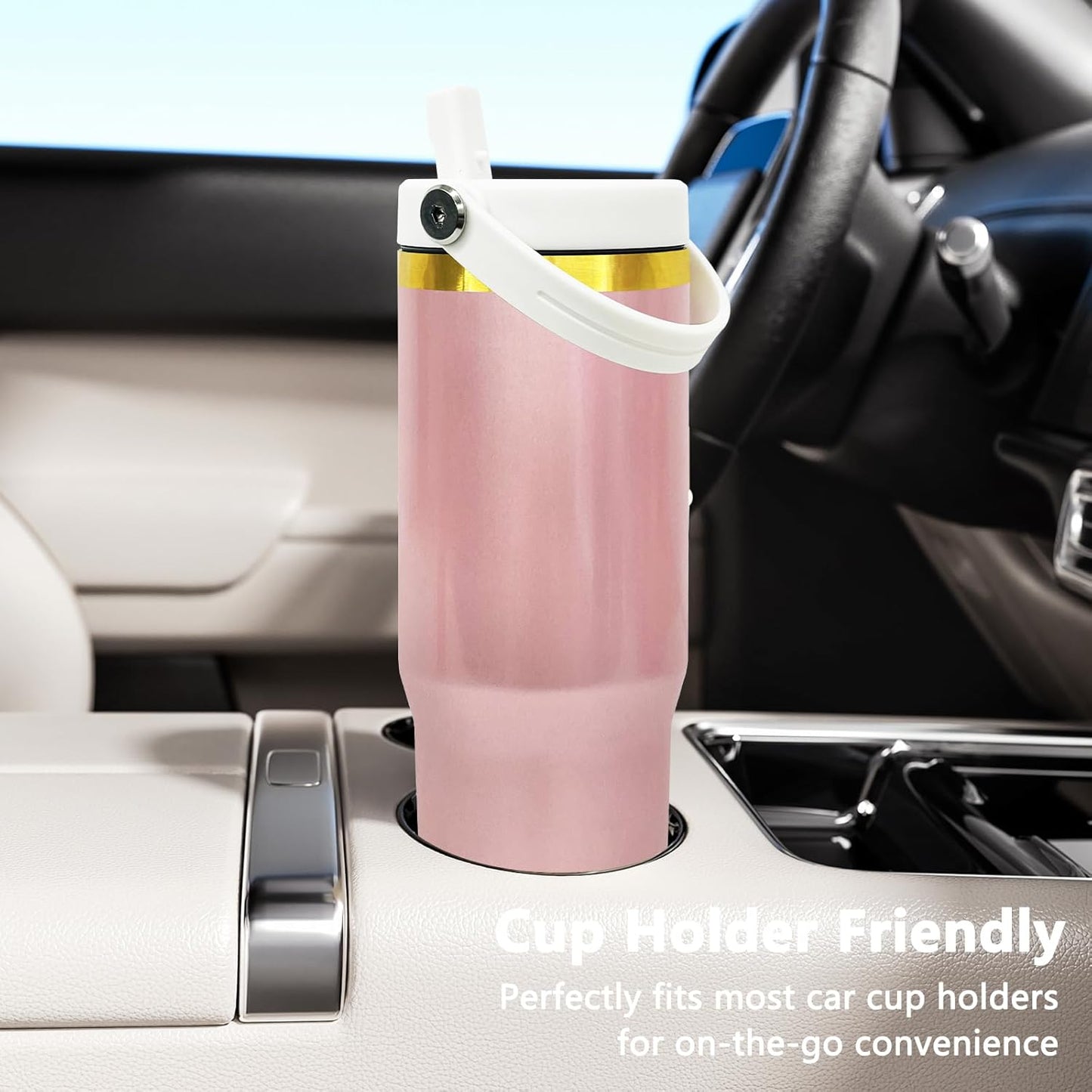 30 oz Tumbler Bulk with Handle and Straw, Vacuum Insulated Tumblers with Flip Straw and Top Handle, Leakproof Powder Coated Tumbler, Stainless Steel Travel Mug for Coffee (Black, 1 Pack)