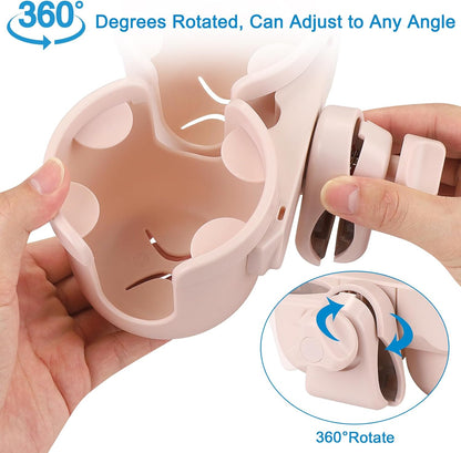 Accmor Stroller Cup Holder with Phone Holder, Bike Cup Holder, Universal Cup Holder for Uppababy Nuna Doona Strollers, 2-in-1 Cup Holder for Walker, Wheelchair, Scooter - Colors A