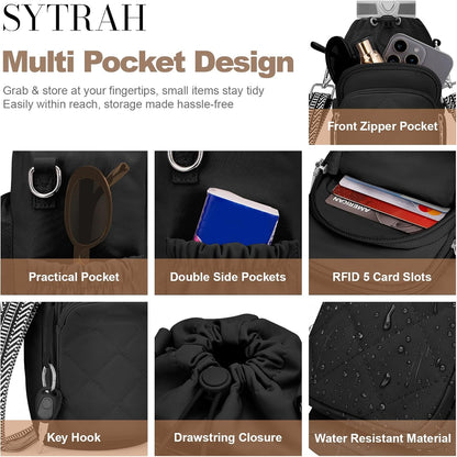 SYTRAH Water Bottle Bag Crossbody，Insulated Water Bottle Purse Crossbody Water Bottle Holder with Strap 40 oz