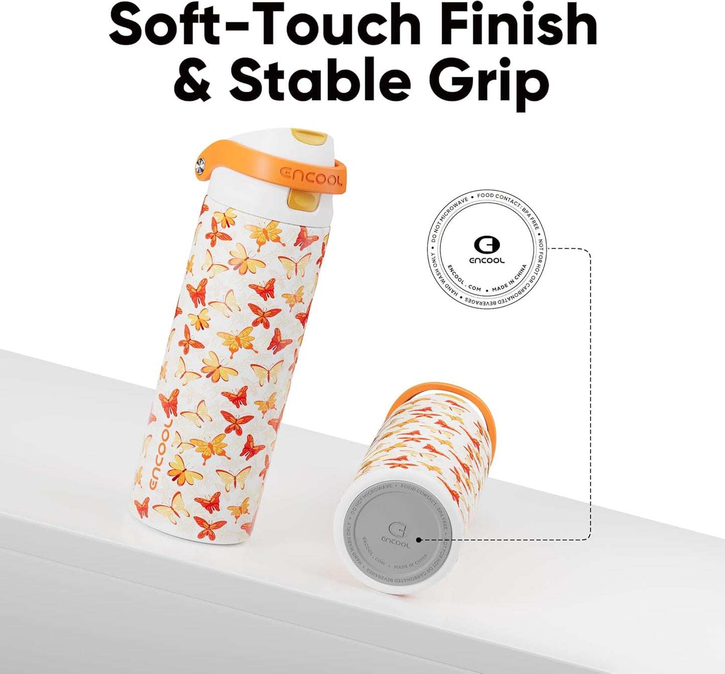 ENCOOL Leakproof Insulated Water Bottle with Straw Dual-Sip Water Bottle Bag-Safe Design for Work, Commute & Gym – Keeps Drinks Cold All Day, 24 oz, Lemonade Pink - Colors B