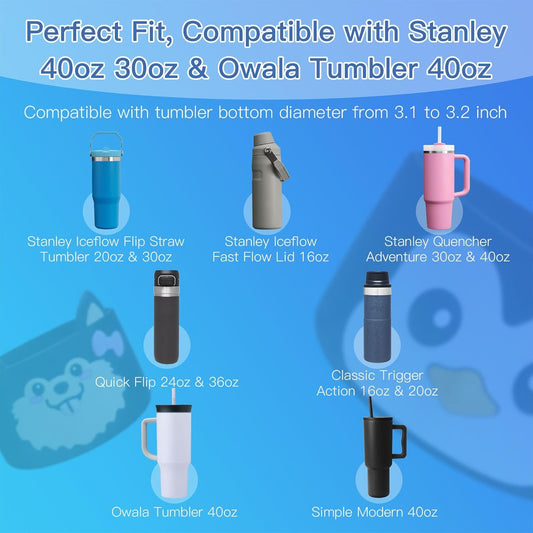 SEVENKA Silicone Boot for Stanley 40 30 oz Quencher Tumbler, IceFlow Water Bottle 30/20 oz, Cup Bottom Sleeve 3.1 inch Diameter