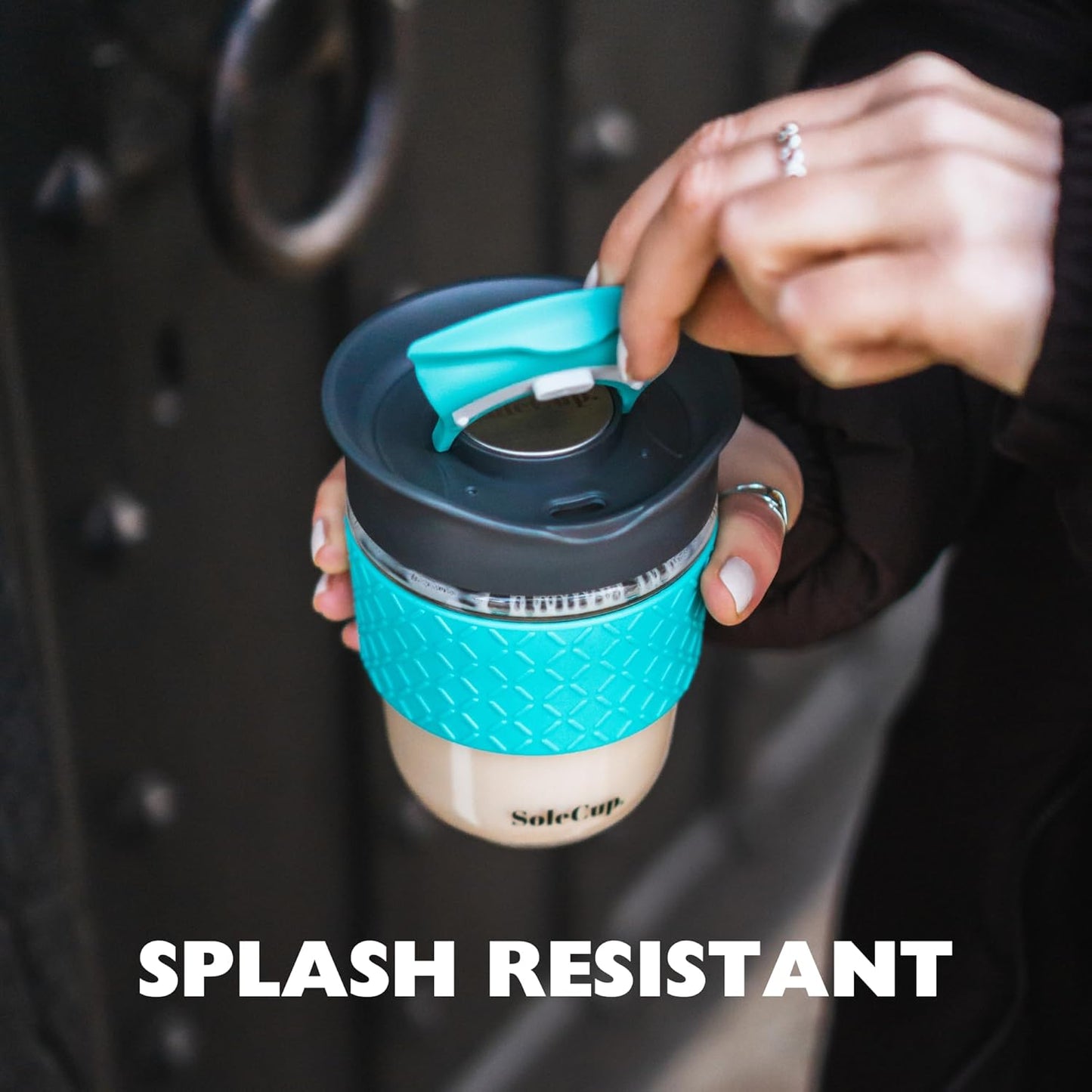 Travel Mug Loose Tea Infuser - Detachable Tea Strainer with Spillproof Lid - BPA-Free Reusable Glass Travel Coffee Cup with Silicone Band (Ice Cream, 12oz)