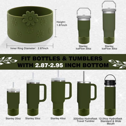 Hpbel Protective Silicone Boot for Stanley Cup Accessories Compatible with Stanley Cup Boot 40/30z and More Bottles with 2.95in Bottom for Water Bottle Flower Tumbler Accessories