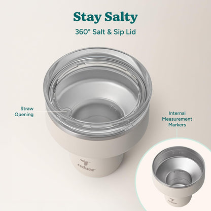 REDUCE Saltini 16 oz Cocktail Tumbler - Insulated Margarita Tumbler with Lid - Keeps Drinks Cold for 10 Hours - 360 Sippable Martini Glass Alternative - Shatterproof, Perfect for Parties - Cloud Blue
