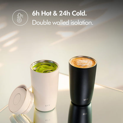 KIVY Travel Coffee Mug Tumbler [24h Cold | 6h Hot] Insulated Coffee Tumbler Stainless Steel - Leak Proof Coffee Travel Mug - 12oz Insulated cup to go for hot & cold drinks - Cups for Women & Men