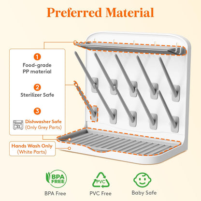 Lifewit Large Baby Bottle Drying Rack 15 Hooks, Newborn Essentials Must Haves, Bottle Storage Organizer for Countertop, Cabinet, Rack Dryer Holder for Pacifiers, Pump Parts, Baby Stuff