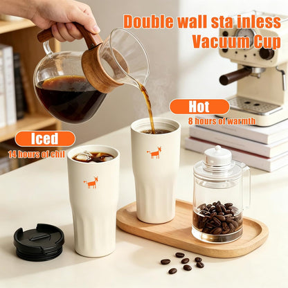 CHEERFUL GOAT Ceramic Lined Coffee Travel Tumbler - Stainless Steel Travel Mug with Ceramic Liner and Lid, 21 OZ Cup for Hot and Cold Beverages at Home or on the Go (Latte Ombre)