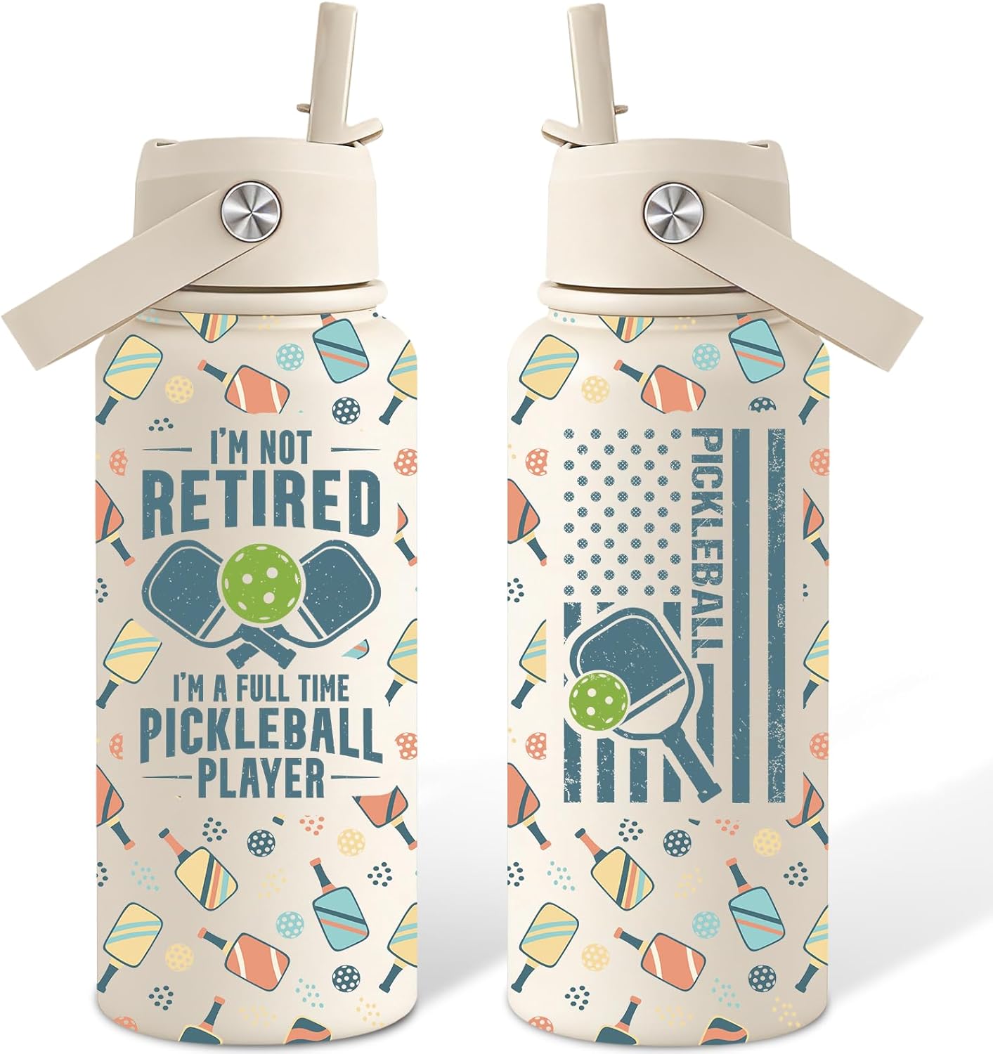 Pickleball Water Bottle 32oz - Pickleball Gifts for Women, Men - Christmas Pickle Ball Gifts for Pickleball Players, Lovers, Girls, Ladies