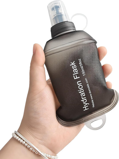 GYGYL Soft Flask, TPU Collapsible Soft Water Bottle for Hydration Pack, Running Vest, Leak-Proof Folding Water Bottle for Hiking Cycling Climbing Jogging-250ml Grey