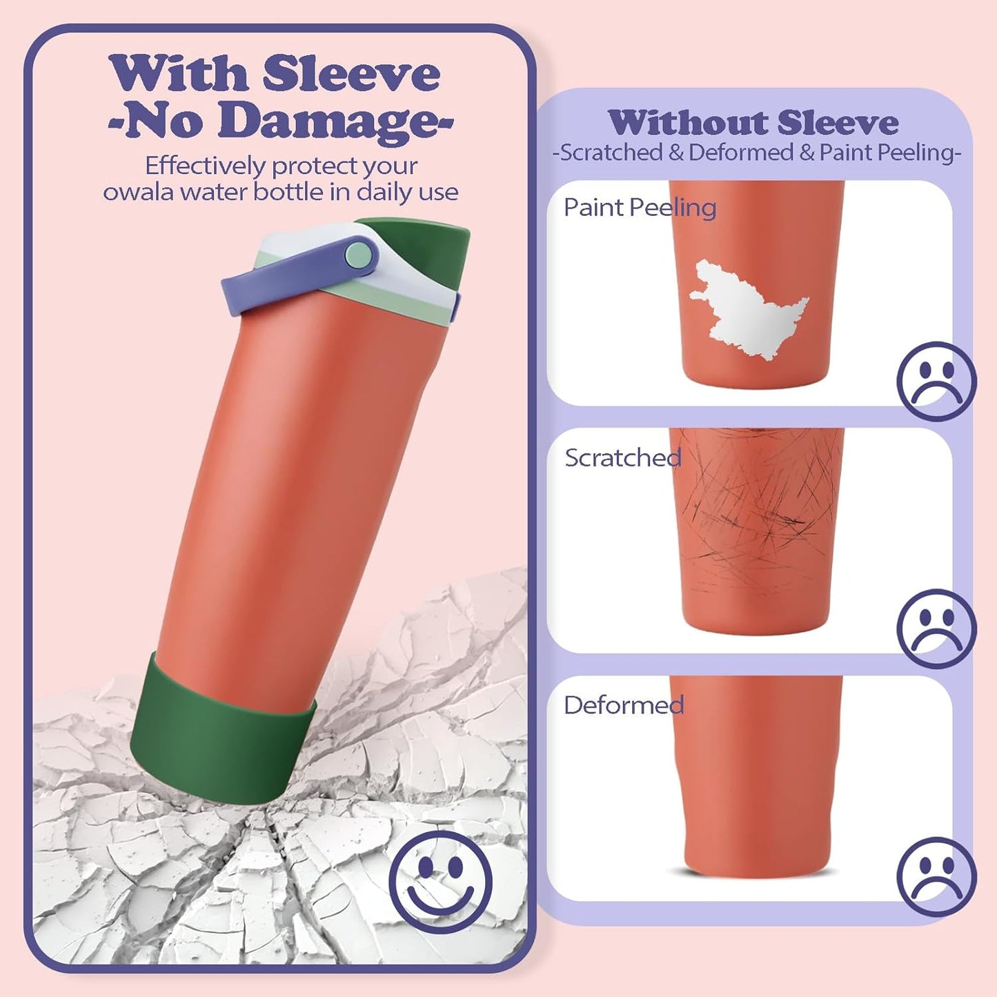 2PCS Silicone Boots for Owala 30oz & 40oz FreeSip Sway Bottles & Tumblers – Non-Slip, Scratch-Resistant, Stability Enhancer for Owala Accessories (Eucalyptus Green) - Colors A