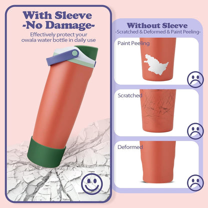 2PCS Silicone Boots for Owala 30oz & 40oz FreeSip Sway Bottles & Tumblers – Non-Slip, Scratch-Resistant, Stability Enhancer for Owala Accessories (Eucalyptus Green) - Colors A