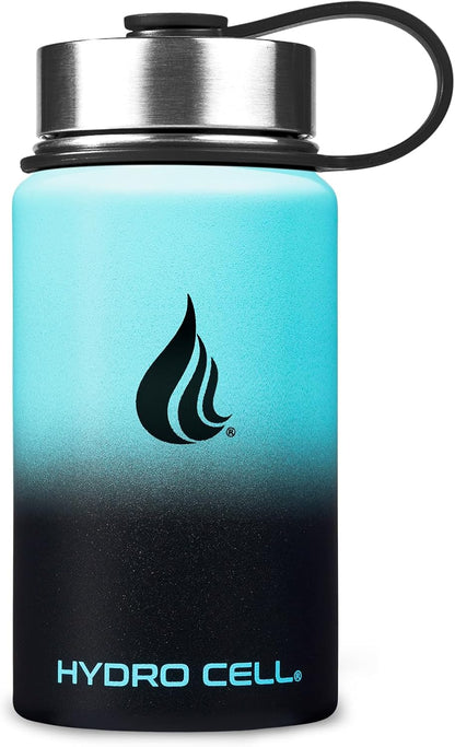 HYDRO CELL Stainless Steel Insulated Water Bottle with Straw - For Cold & Hot Drinks - Metal Vacuum Flask with Screw Cap and Modern Leakproof Sport Thermos for Adults (Neon 18oz)