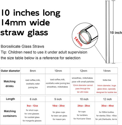 Reusable Glass Straws Shatter Resistant Clear, Skinny Glass Straw Bent Thin for 16 oz Cups Tumblers 9 inch 8mm