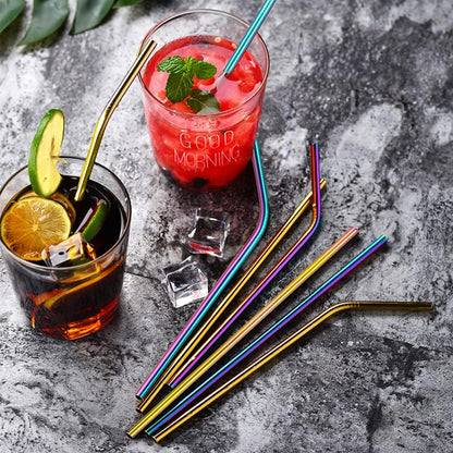 Tomorotec 8PCS 12" Stainless Steel Straws 4 Bent & 4 Straight Fit for 40oz Stanley Tumblers, Reusable Food-Grade Drinking Straws with Brush for Smoothies, Milkshakes, Iced Coffee, Dishwasher Safe