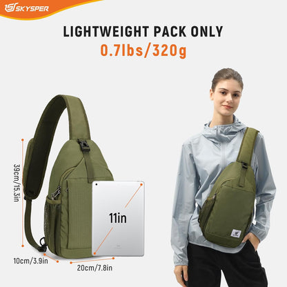 SKYSPER Sling Bag RFID Cross Body Bag Recycled Crossbody Backpack Travel Daypack