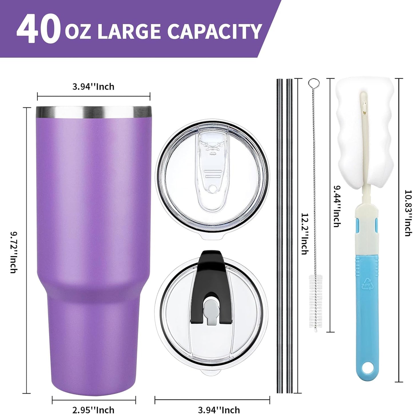 20 oz Tumbler with Lids and Straws, Stainless Steel Insulated Coffee Tumbler, Double Wall Vacuum Insulated Travel Mug Cup, Leakproof Thermal Coffee Cup for Hot and Cold Drinks (azure blue)