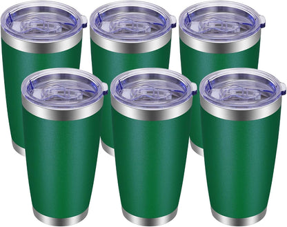 VEGOND 20oz Tumbler with Lid and Straw Stainless Steel Tumbler Cup Bulk Vacuum Insulated Double Wall Travel Coffee Mug Powder Coated Coffee Cup, Black, 12 Pack