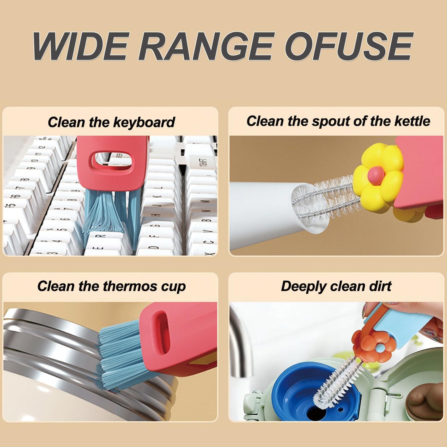 3 in 1 Cup Lid Gap Cleaning Brush Set, Bottle Cleaning Brush Multifunctional Bottle Cleaner Brush Home Kitchen Cleaning Tools, 3PCS