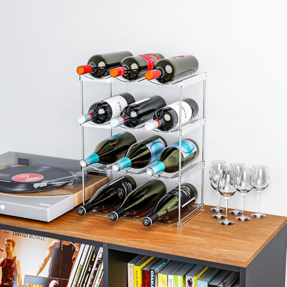 Yieach Larger Compartments Stackable Water Bottle Organizer for 40 oz Stanley Cup Holder,Yeti and Other Tumbler Organizer,3 Tier Wine Rack and Waterbottle Storage Rack for Kitchen Cabinets,Countertop