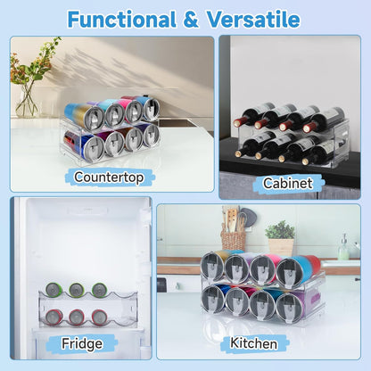 Large Compartment Water Bottle Organizer,4 Tier Stackable Water Bottle Rack for Cabinet,Tumbler Storage Organizer for Kitchen,Fridge,Cabinet Organization and Storage,Clear Water Bottle Storage Rack