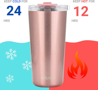 Drinco - 20 oz Stainless Steel Tumbler | Double Walled Vacuum Insulated Mug With Lid, 2 Straws, For Hot & Cold Drinks (20oz Dragonfly)