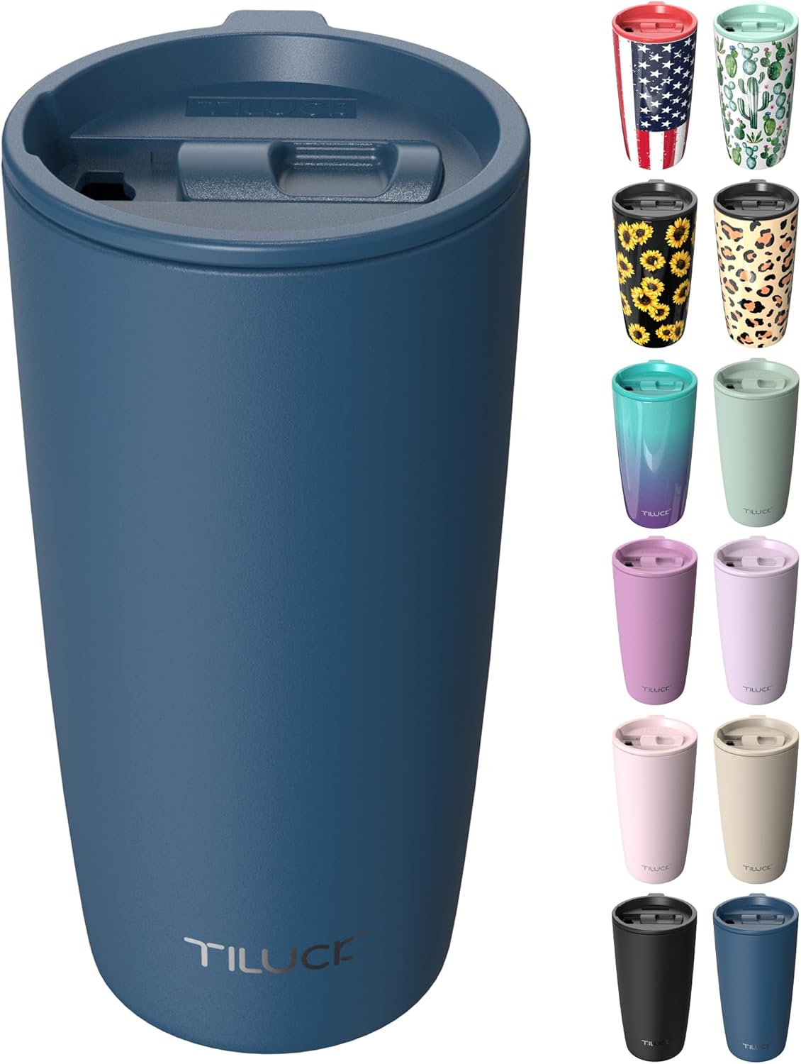 TILUCK 20 oz Insulated Tumbler with BPA-Free Lid, Stainless Steel Vacuum Travel Coffee Mug, Double Wall Coffee Tumbler（20oz，Matte DarkBlue）