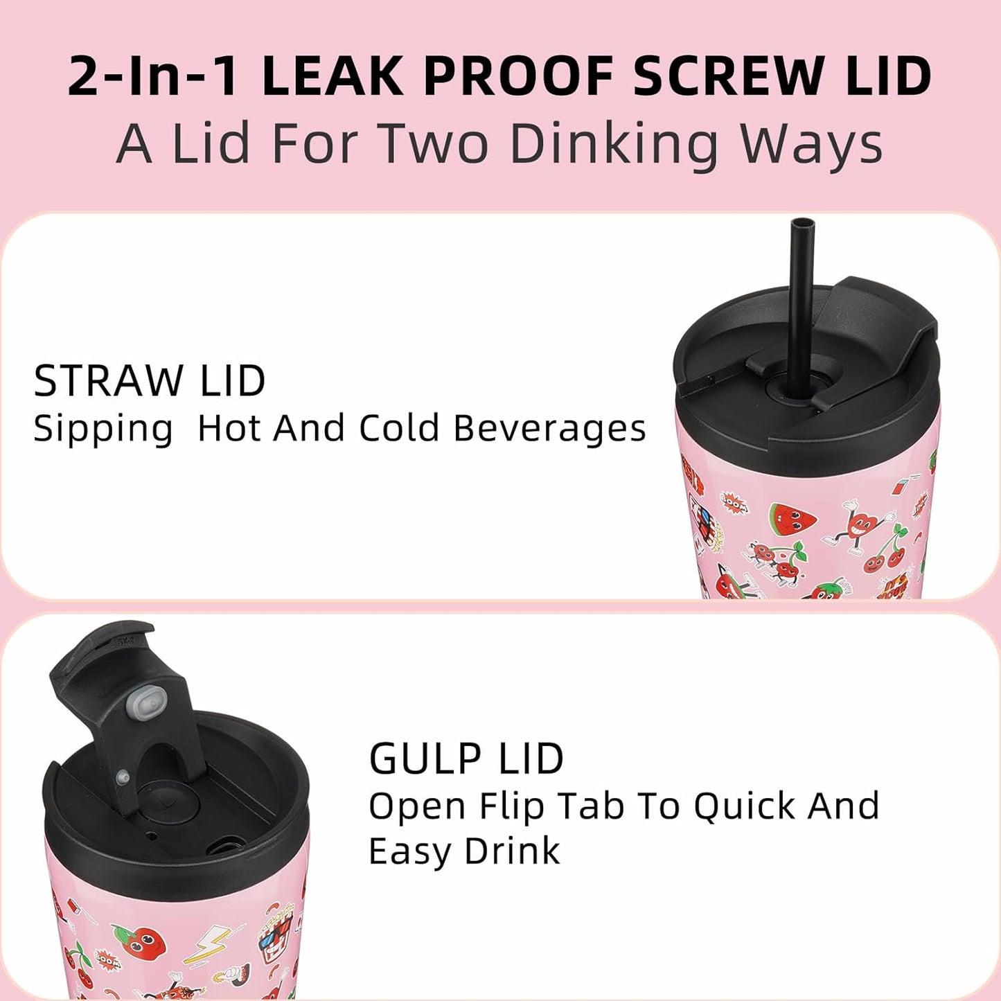 BJPKPK 22oz Insulated Tumbler With lid And Straw Stainless Steel Tumblers Travel Coffee Mug Reusable Thermal Cup,Sky