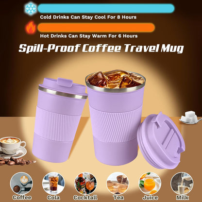 SPLMIFA Vacuum-Insulated Stainless Steel Travel Coffee Mug, Leak-Proof Reusable Coffee Cup with Lid - Keep Hot & Cold Drinks for Hours, Durable Insulated Tumbler for Men & Women(3rd-Black, 12OZ)