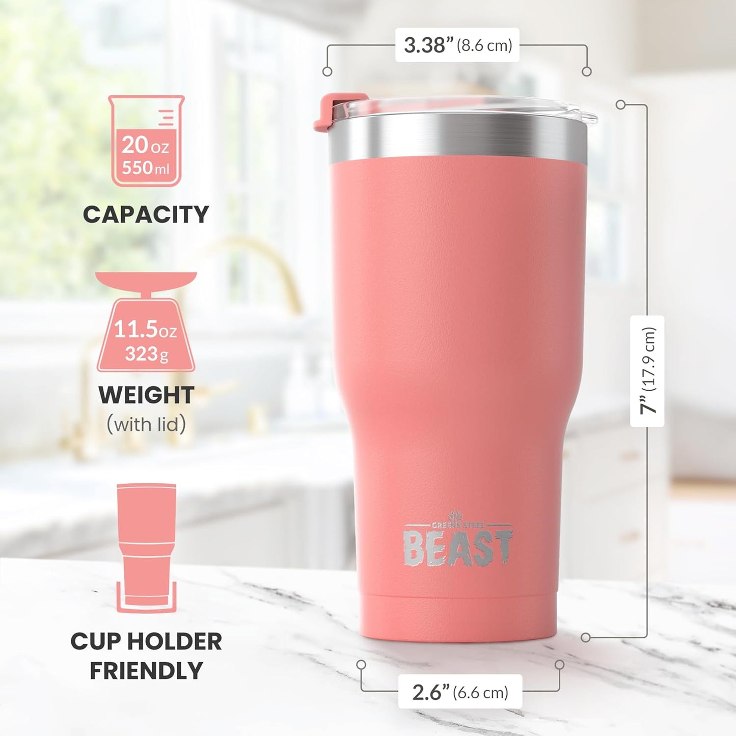 Beast 10 oz Tumbler Stainless Steel Vacuum Insulated Coffee Ice Cup Double Wall Travel Flask (Arctic White)