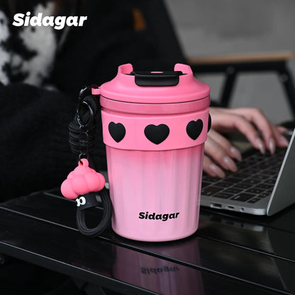 SDGA+ 12 oz Travel Coffee Mug Spill Proof Leak Proof, Stainless Steel Thermal Coffee Cup with Lid, Resuable Cup for Hot and Cold, Portable Tumbler for Women, Light Pink