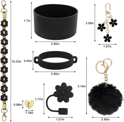 3tyto 13 Pcs Stanley Cup Accessories Set Including Water Bottle Handle Strap, Siliocne Stanley Cup Boot, Siliocne Straw Cover, Stanley Charms for Stanleys Cup 40oz & 30oz Tumbler