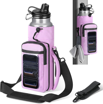 MoKo Magnetic Gym Bag, Magnetic Water Bottle Holder with Clear Phone Pouch, Built-in 4 Magnets Fitness Bag for Men and Women Compatible with Most Water Bottles, Gym Accessories Gifts, Black