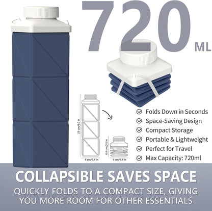 BEAUTAIL Collapsible Water Bottles 24.3oz, Foldable Travel Water Bottle, Portable & Lightweight, Leakproof & Reusable for Traveling Camping Hiking Yoga Sports Outdoor School Office