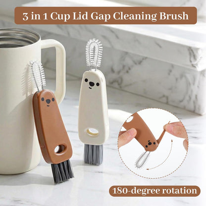 3 in 1 Cup Lid Cleaning Brush,2Pcs Multifunctional Lid Gap Cleaning Brush Tool,Water Bottle Lidss Cleaner for Straws,Tumblers,Bottles Caps