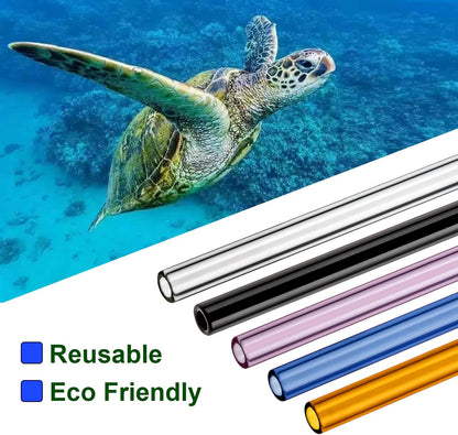 Reusable Glass Straws Shatter Resistant Clear, Skinny Glass Straw Bent Thin for 16 oz Cups Tumblers 9 inch 8mm