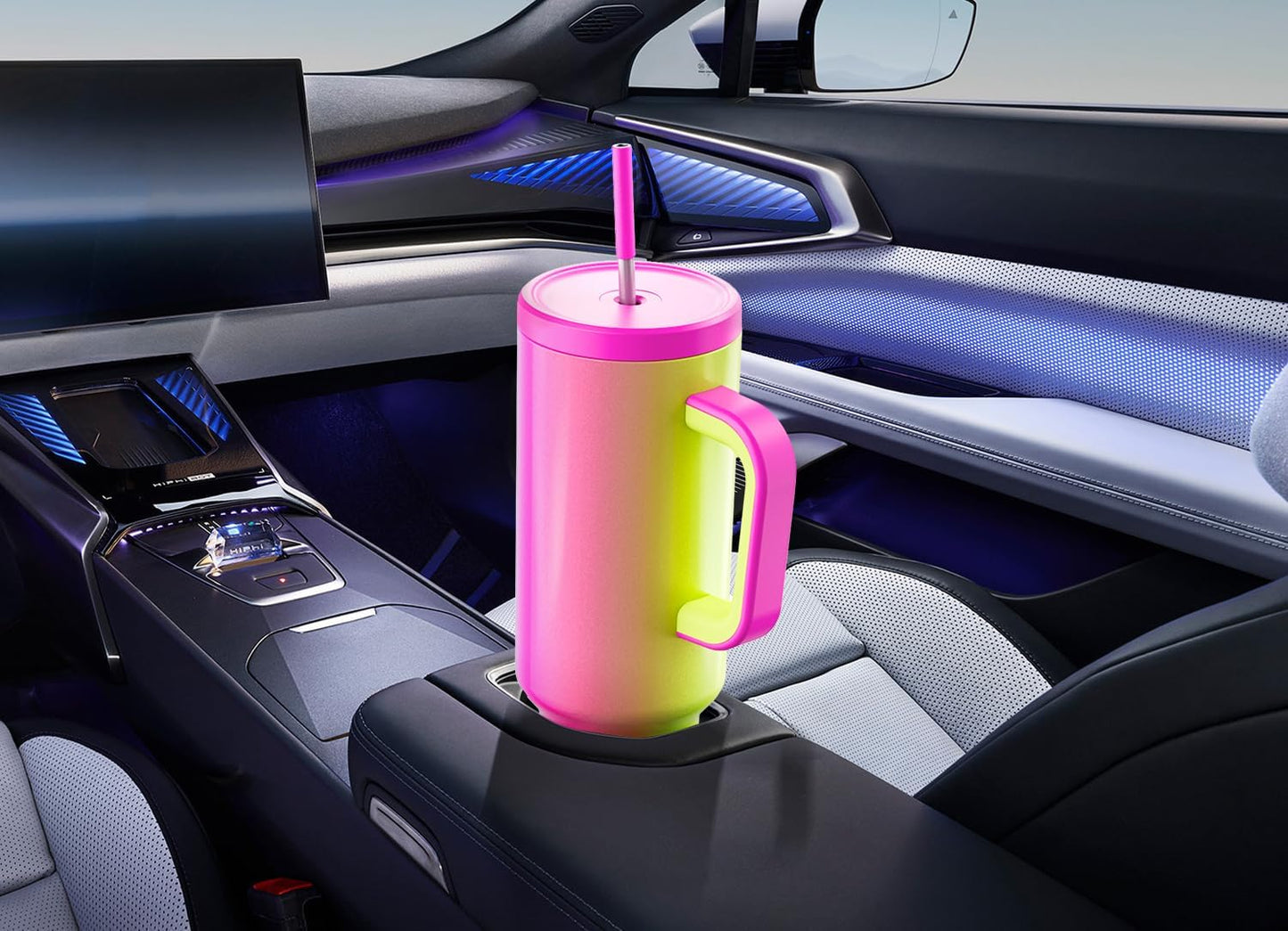 Meoky 40 oz Tumbler with Handle and Straw: Stainless Steel Insulated Tumbler with Lid and Straw - 100% Leak Proof Tumbler for Car Cup Holders - Travelers Commuters Workers, Donut