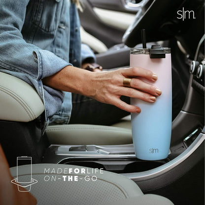 Simple Modern Voyager Tumbler with Flip Lid | Travel Coffee Mug | Insulated Stainless Steel Cold Brew Iced or Hot Coffee Cup | Gifts for Women Men Her Him | 16oz, Almond Birch