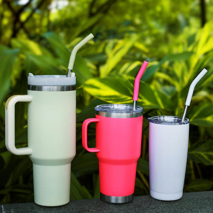 40 oz Stainless Metal Straws for 40 oz Stanley Tumbler, 6Pcs Reusable Straight Long Steel Straws with 12 Silicone Tips and 2 Straw Cleaning Brushes (6Color1, 40oz)