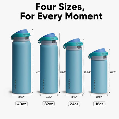 ENCOOL Leakproof Insulated Water Bottle with Straw Dual-Sip Water Bottle Bag-Safe Design for Work, Commute & Gym – Keeps Drinks Cold All Day, 24 oz, Lemonade Pink - Colors A