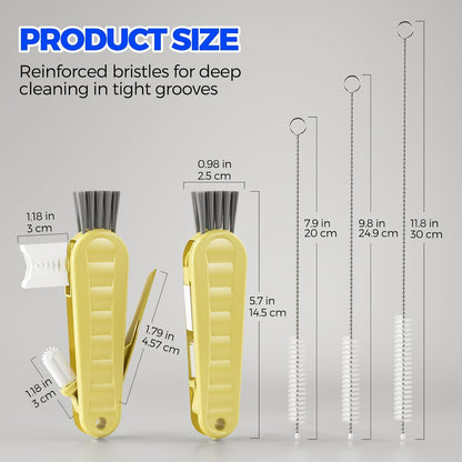 6 PACK Holikme 4 in 1 Cup Lid Cleaning Brush Set with 3 Straws, Multifunctional Bottle Brush, Silicone Cup Lid Gap Cleaner, Durable Bristle Crevice Cleaning Brush,Flat End Brushes,Navy & Black & Olive