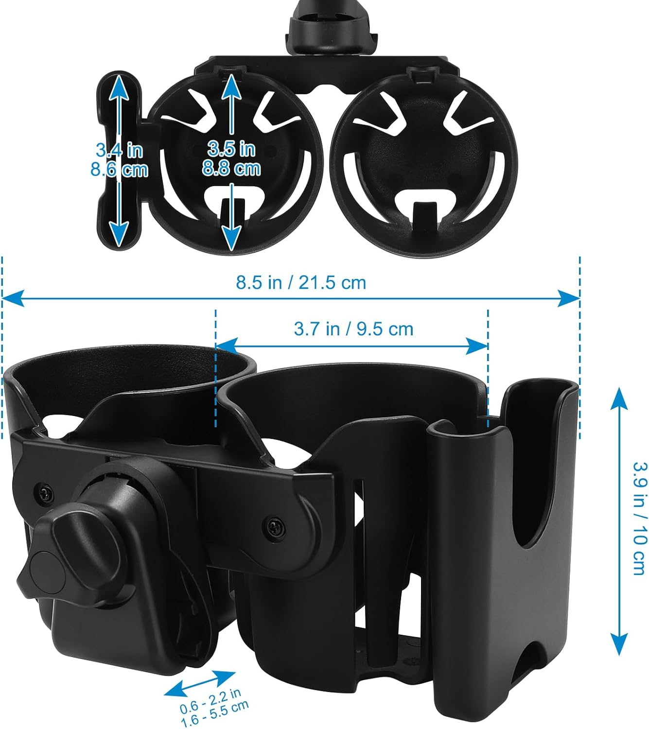 Accmor Stroller Cup Holder, Universal Cup Holder for Walker Wheelchair Bike, 360° Rotatable Stroller Cup Holder Attachment Accessories for Walker, Wheelchair, Scooter