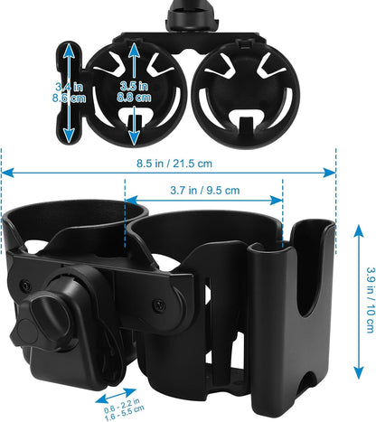 Accmor Stroller Cup Holder, Universal Cup Holder for Walker Wheelchair Bike, 360° Rotatable Stroller Cup Holder Attachment Accessories for Walker, Wheelchair, Scooter