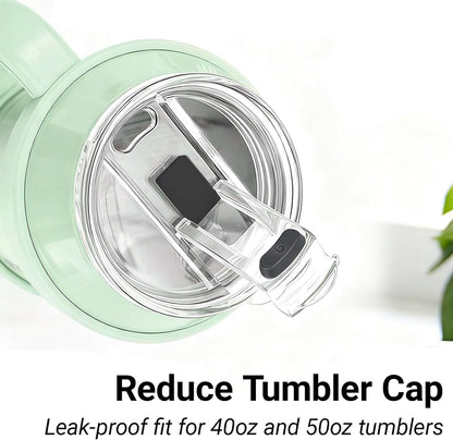40 oz Reduce Tumbler Lid Replacement, 2-Pack for 40oz 50oz, Leak-Proof Push-On Flip Straw Lid & Cleaning Brush, BPA-Free Spill Proof Replacement Lids