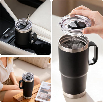 20 oz Stronghold Lid For YETI Rambler Travel Mug (with StrongHold Lid), Tumbler Screw On Top Lids Replacement Twist Lids 100% LeakProof(Only Fit YETI 20 oz Travel Mug Which Has The stronghold lid)