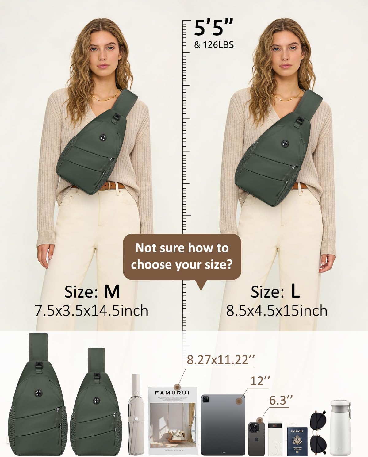 Pritent Crossbody Bags for Women Men Trendy Sling Bag Backpack Casual Chest Bag with Convertible Shoulder Strap