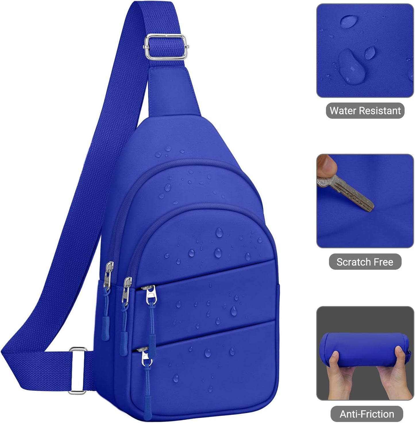 Tuwubi Crossbody Bags for Women, Sling Bag for Men, Small Hiking Backpack Anti Theft Lightweight for Outdoors Travel (M, Black)