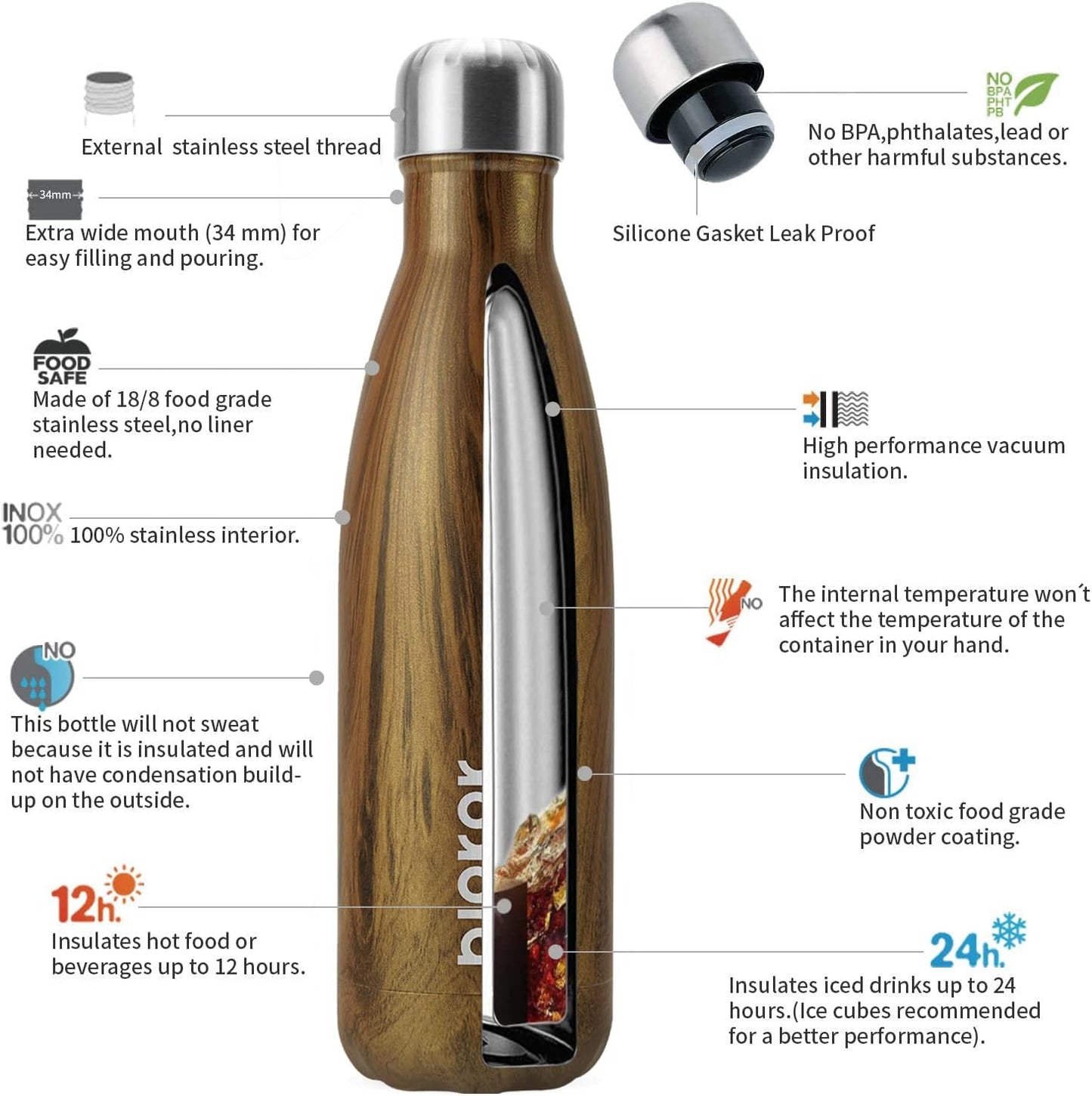 BJPKPK Insulated Water Bottle 12oz Small Stainless Steel Water Bottles Reusable Metal Thermal Keep Cold and Hot,Dreamy Purple - Colors A