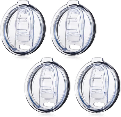 Tumbler Lid Replacement 2 Pack for 20 oz Tumblers - Compatible with Yeti Rambler & More 3.2" Mugs, Spill Proof and Splash Resistant Crystal Clear Sliding Lids, BPA-Free, Straw Friendly